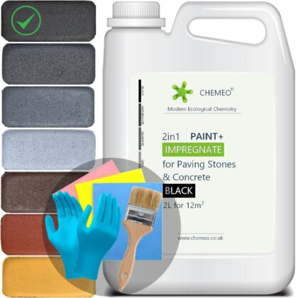 Paint for Concrete and Paving Stones 2 liters for 12m², 2in1 with Impregnation, 7 colors