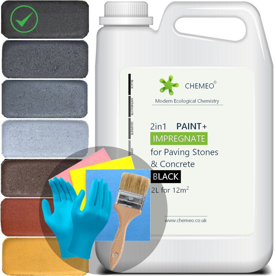 Paint for Concrete and Paving Stones 2 liters for 12m², 2in1 with Impregnation, 7 colors