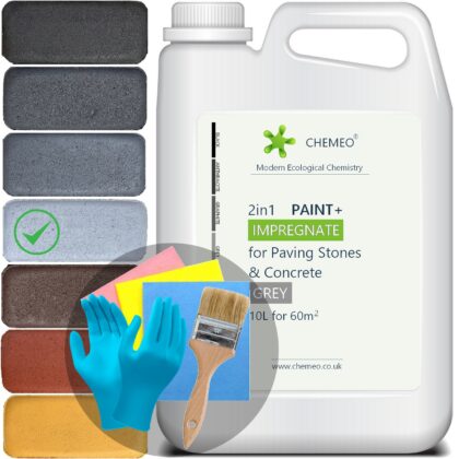 Paint for Concrete and Paving Stones 10 liters for 60m², 2in1 with Impregnation, 7 colors