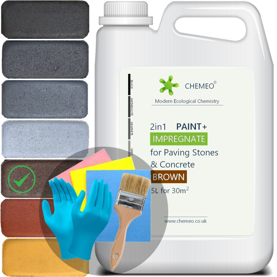 Paint for Concrete and Paving Stones 5 liters for 30m², 2in1 with Impregnation, 7 colors